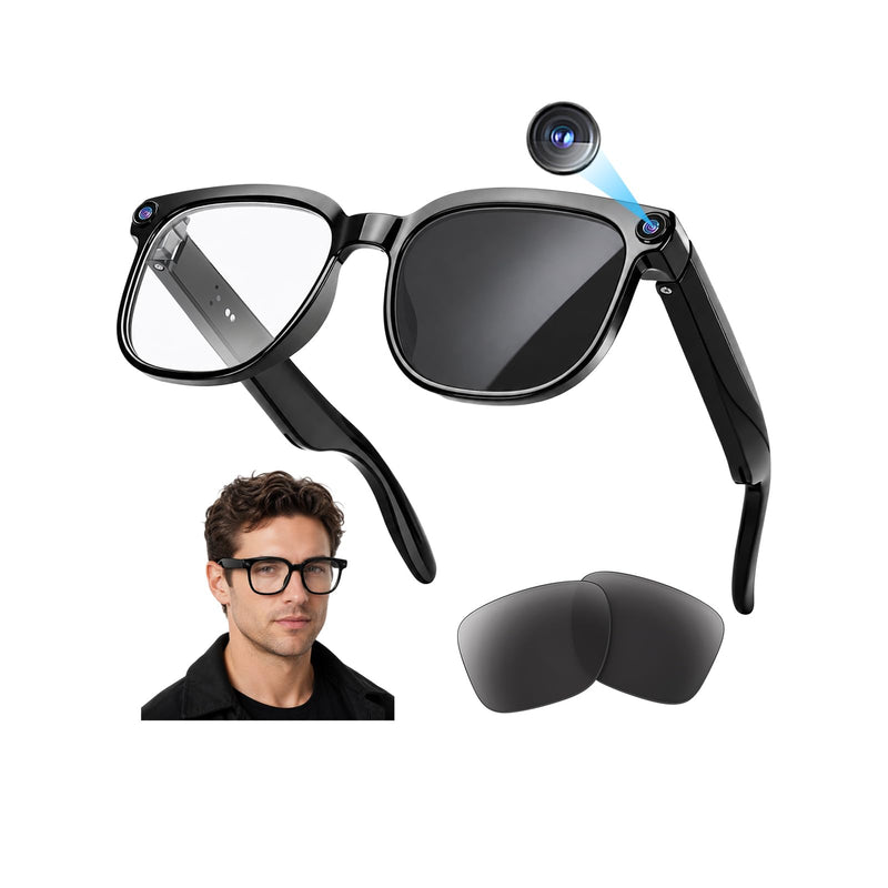 4K Camera AI Smart Glasses for Men Women, Bluetooth Video Audio Sunglasses,Video&Photo Recording Glasses AI Assistant,Wearable Eyeglasses for Vlogging, Travel, Business