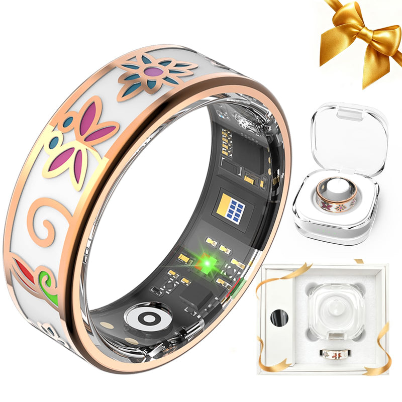 Enamel Craft Smart Health Rings for Women Men, Sleep Tracker with Heart Rate, Blood Oxygen, Fitness Ring for Activity Monitoring, No Subscription, Compatible with iOS & Android (Enamel Color, 8)