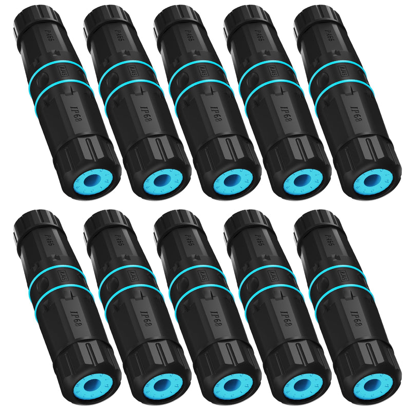 IP68 Waterproof RJ45 Coupler,10 Pack Shielded CAT6/CAT5E/CAT5 Female to Female Ethernet Coupler Connector,PA66 Nylon for Outdoor Network Extender/LAN Cables/ PoE Camera /CCTV/ Bullet Cam Surveillance 10PK