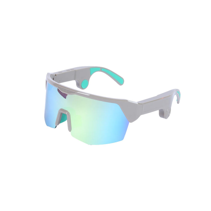 JBTITNVSmart Bluetooth Audio Sunglasses, Shield Lens, Mirrored Rainbow Tint, Black Frame, Open-Ear Speakers, for Cycling and Outdoor Sports Gray