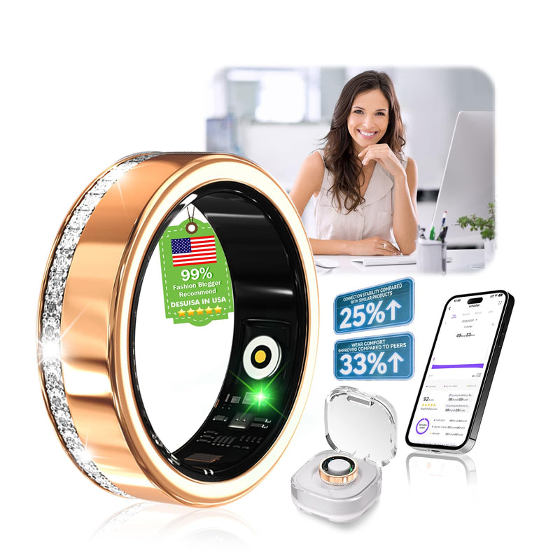 10 Gen Diamond Smart Ring and Wireless Charging Case【Industry Ranking No.1 – 0 Measurement Error】 2026 Smart Ring for Women & Men for Sleep Tracking Wearable Device,Fitness Ring Gold 11# Gold-SD 11#