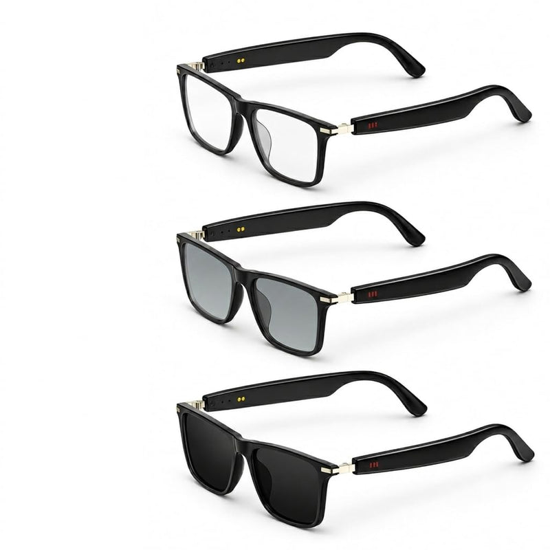 2026 New AI Translation Music Glasses, BT 6.0, Multi-Lang Translator, Open-Ear, Photochromic Blue Light Block Lenses, Dual Temple Power, Spring Hinge Comfort, Water Resistant, Unisex