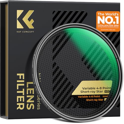 K&F CONCEPT 72mm Adjustable Star Filter 4-8 Point Short Starbursts
