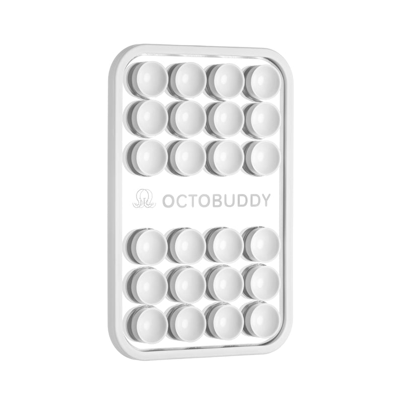 OCTOBUDDY Mirror - OG Suction Cup Phone Mount - White | Silicone Suction Grip Mobile Holder with Built-In Mirror - Hands-Free Selfies and Videos - Content Creator Accesory