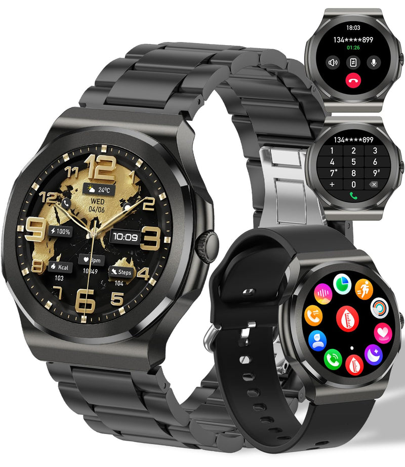 Smart Watch with Bluetooth Call, 1.27" HD Fitness Tracker with 100+ Sports Modes, Sleep Monitor, Custom Watch Faces, IP67 Waterproof Smartwatch for Android iOS(Black) Black