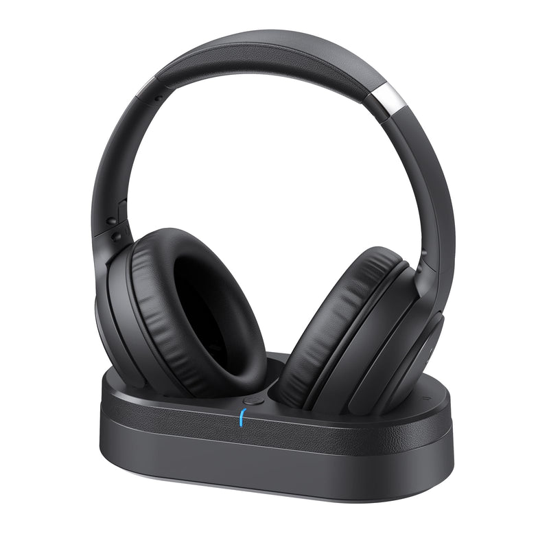 Wireless Headphones for TV Watching, TV Headphones Wireless for Seniors with Versatile Transmitter Charging Dock, Instant Audio Sync, 60-Hour Playtime, Perfect for Parents & Seniors, Black