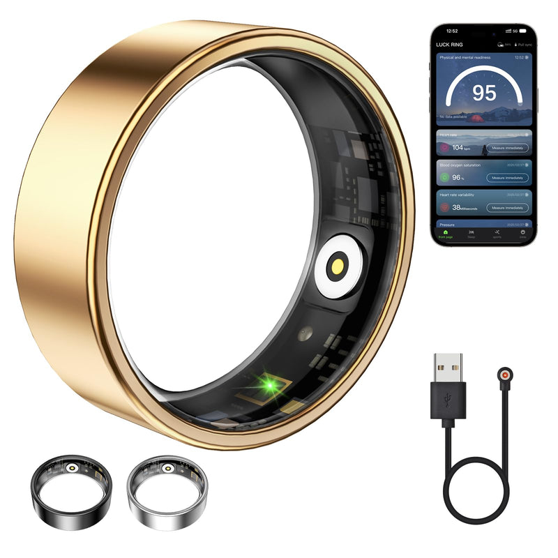 Smart Ring for Women & Men, Fitness Tracker with Heart Rate, Blood Oxygen, Sleep Monitoring, Long-Lasting Battery, IP68 Waterproof, No Subscription Fee (Rose Gold, #8)