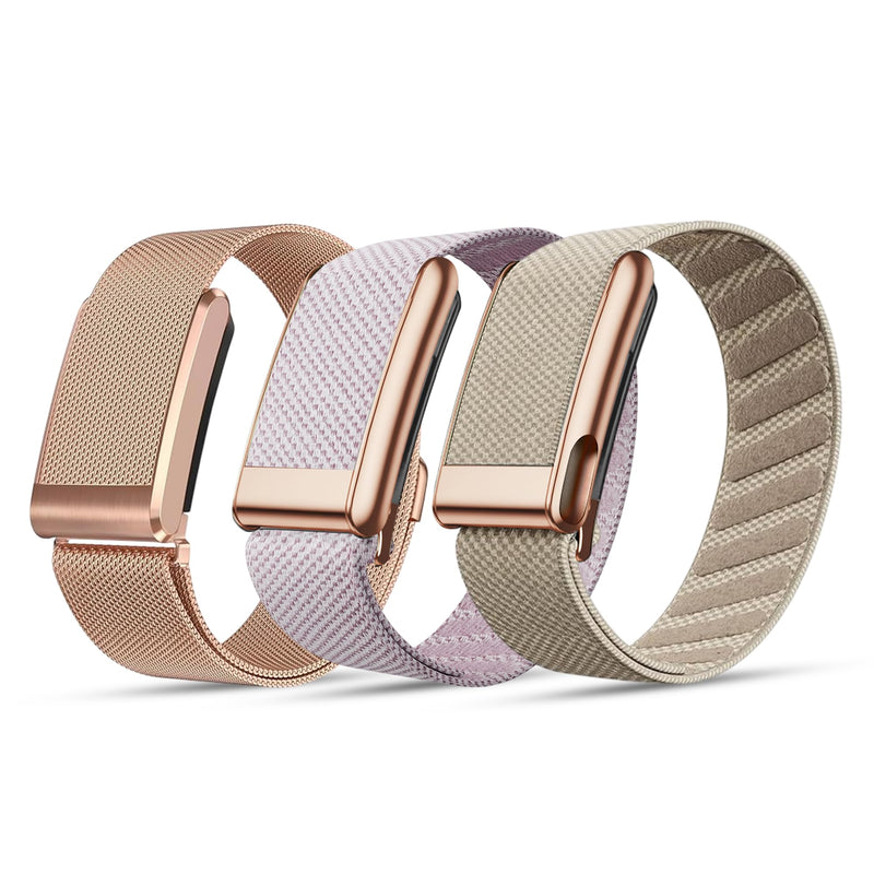 DADO For Her Women WHOOP 5.0 Bands Multi-Pack – 3 Pack Stylish Wrist Straps, Flexible All-Day Comfort with Adjustable Stainless Steel Slider – Designed for Everyday & Active Wear Rose Active