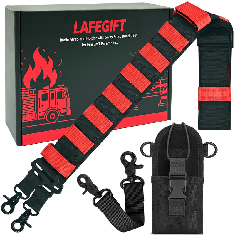 Firefighter Radio Strap Holster with Anti-Sway Strap | Heavy-Duty Radio Strap for Firefighter, EMS, EMT | Adjustable 54""–70"" | Compatible with Motorola APX, BK, Harris