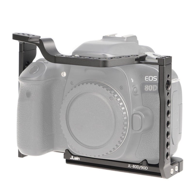 Camera Video Cage for Canon EOS 90D 80D 70D DSLR Camera | Full Rig with Dual Cold Shoe, Quick Release Plate for for Arca-Swiss Tripod, ARRI 3/8"-16 & 1/4"-20 Threads