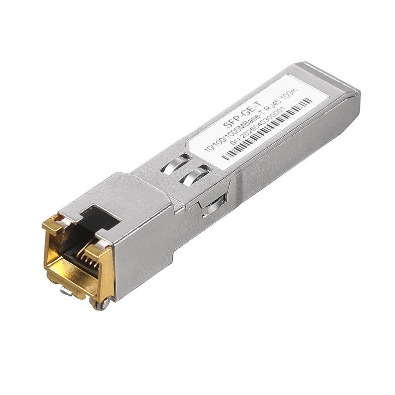 1.25G SFP to RJ45 Copper Transceiver Module, 10/100/1000BASE-T, Hot Pluggable, CAT5e UTP Cable, Up to 100m, Compatible with Cisco, TP-Link, D-Link and More
