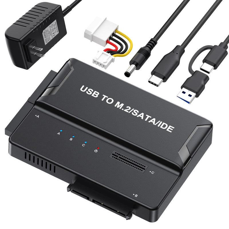 NVMe SSD Enclosure, USB to M.2 and IDE SATA Adapter Hard Drive Reader