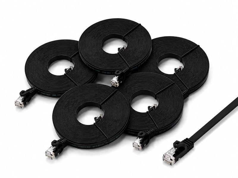 BRENDAZ Cat5e Ethernet Cable, 100ft. (5-Pack) Snagless Cat 5e Stranded Cord - Network Ethernet Patch Cable, Flat, 350MHz, UTP for PC, Server, Router, Modem, TV, PS5, Game Consoles (5pk, 100-Feet) 5