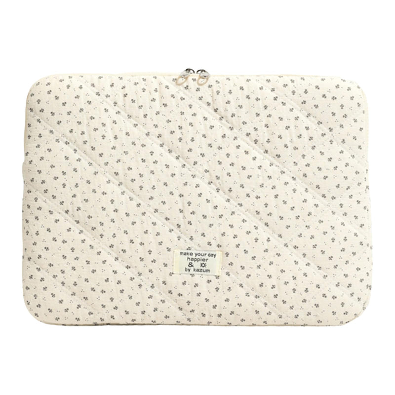 Puffy Laptop Sleeve Cute Quilted Laptop Protective Case Cotton with No Odor, Computer Sleeve Floral 11 13 15 Inch for MacBook (White 13 inch) white 13 inches