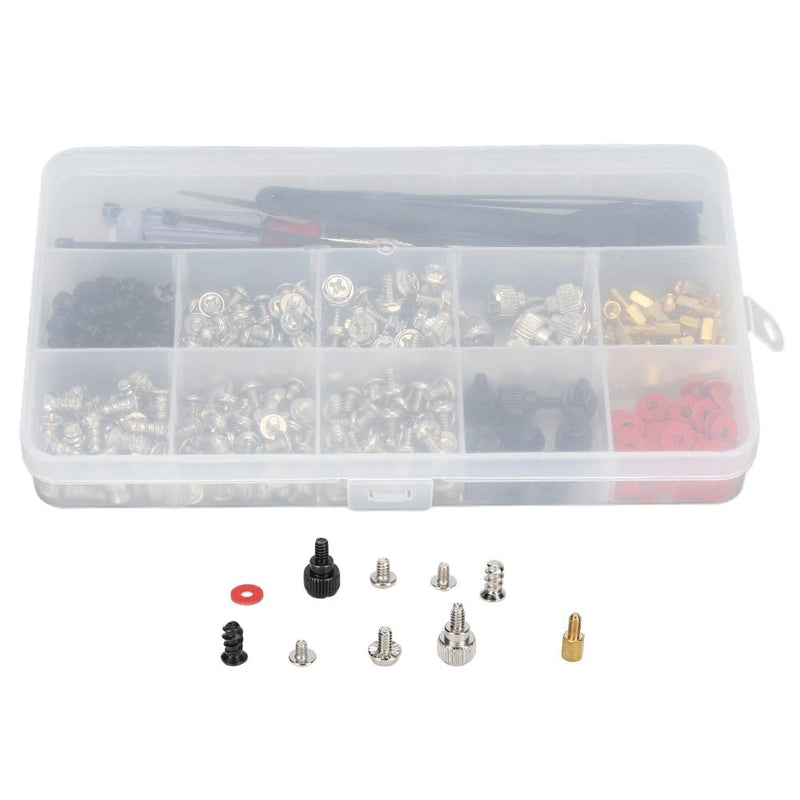 Stainless Steel Computer Screw Assortment Kit Motherboard Standoffs Screws with Screwdriver Washer Cleaning Brush for DIY PC Installation and Repair