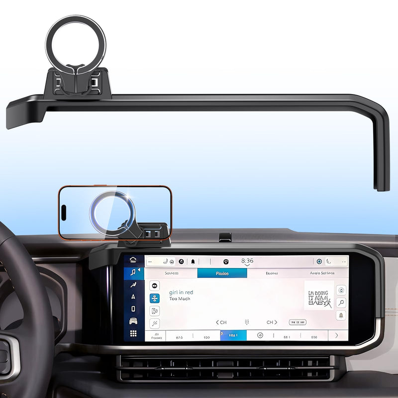 Magnetic Phone Mount Holder for Jeep Wrangler JL/4xe & Gladiator JT 2024 2025 2026, 12.3 Inch Clip-On, No Block Screen for Landscape, Sturdy for Off-Road, Cell Car Holder for MagSafe iPhone & Samsung