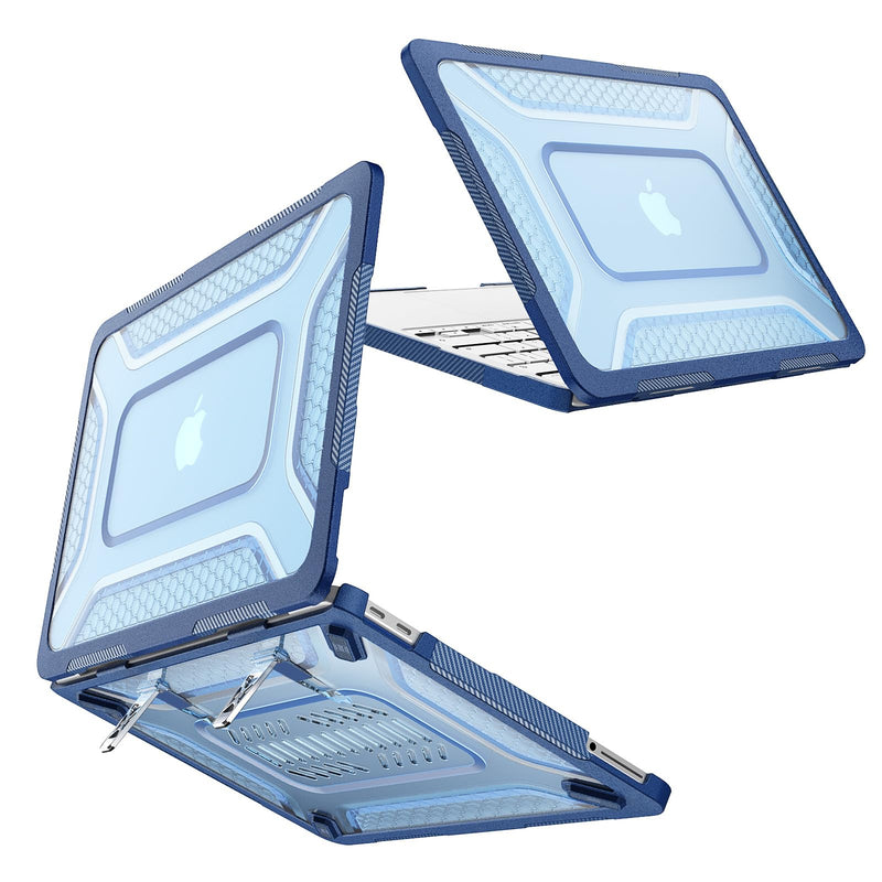 Sanyetral Shockproof Case for MacBook Neo 13 Inch A3404 2026 (A18 Pro Chip) | Military Grade Anti-Scratch Matte Translucent MacBook Neo Hard Cover with Foldable Kickstand and Heat Dissipation -Navy Blue Navy Blue