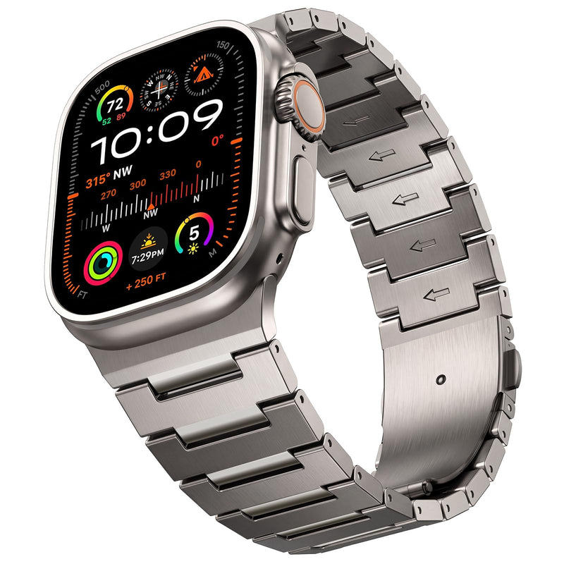 I-Boruly Lightweight Titanium Band for Men Apple Watch Ultra 49 46 45 44mm | Waterproof,lightweight,scratch-resistant & rust-proof strap;fits sports,office,business,travel & swimming,premium men’s gift