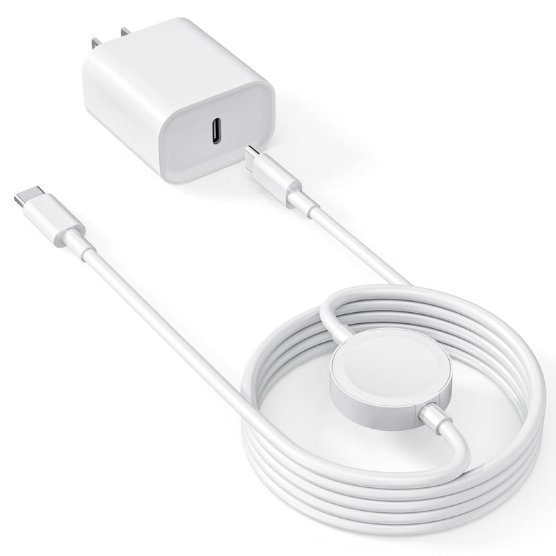 USB C Fast Charger for Apple Watch, 2 in 1 iPhone and iWatch Charger Cable | 2 in 1 USB C iWatch Fast Charging Cable and 20W USB C Block for Apple Watch Series 11/10/9/8/7/6/5/SE/Ultra,iPhone 17/16/15