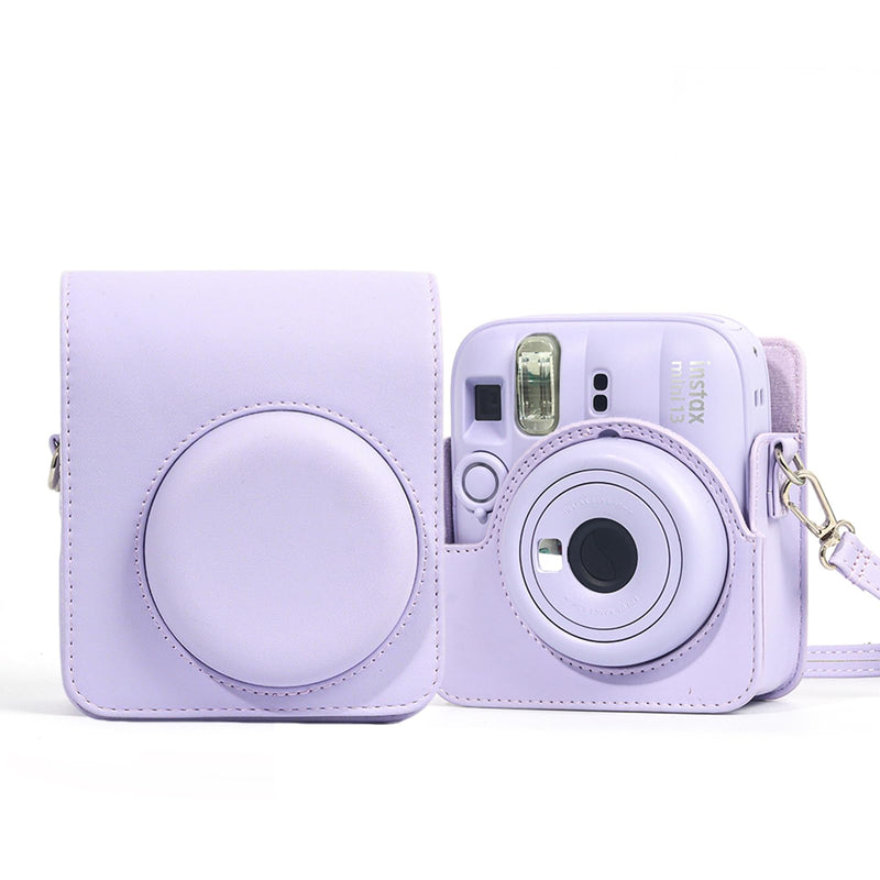 Instant Mini 13 Case for Fujifilm Instax Mini 13 12 Camera, PU Leather Protective Camera Bag with Pocket & Adjustable Shoulder Strap (Dreamy Purple) - Case Only Dreamy Purple