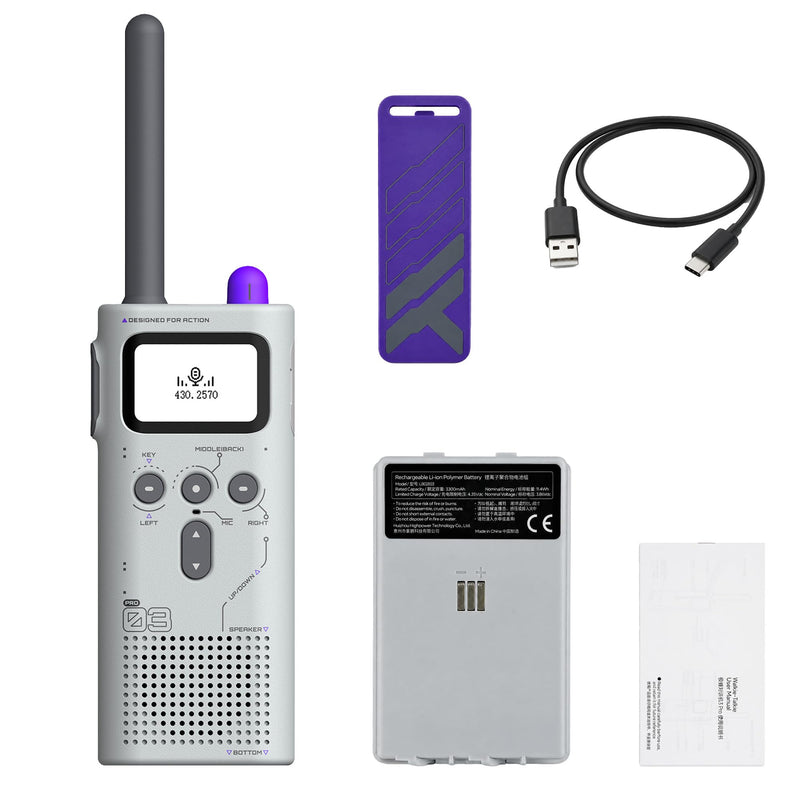 BEEBEST 3 Pro 5W GMRS Handheld Radio, Mecha Gray, 1 Pack | Bluetooth App Programming, 3000mAh Removable Battery, Repeater Capable, Dual Watch, 1.6-Inch LCD, USB-C Charging 1-pack