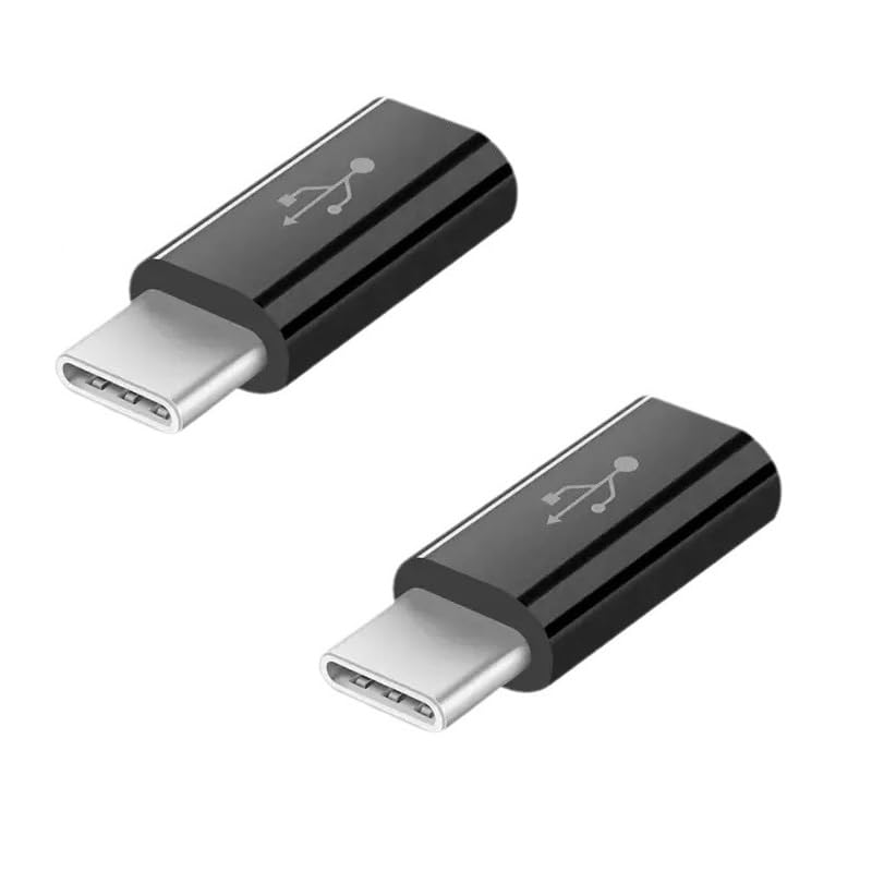 2 Pack Micro USB to USB C Adapter, Micro-USB Female to USB-C Male OTG Adapter Compatible with Samsung Galaxy S10 S9 S8 Plus Note 9 8, MacBook, LG V30 G5 G6, Moto Z2 Play Type-C Phones, Tablets (Black)