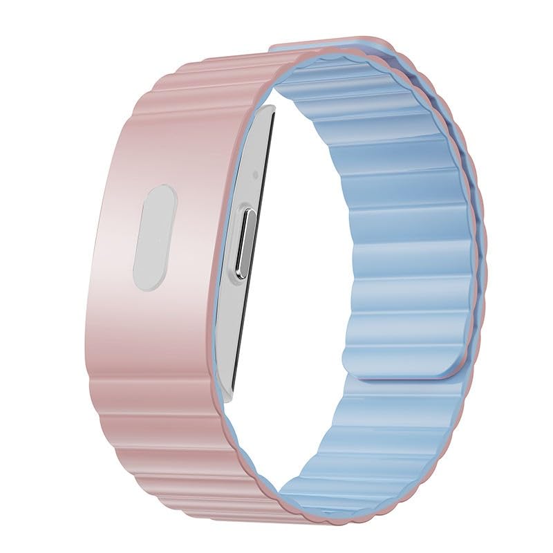 Nine V4 Silver EDA GSR Skin Sensor Smart Band Fitness Tracker Telemedicine Devices Smart Health Bracelet De Smart Watch Bands (Blue and Pink)