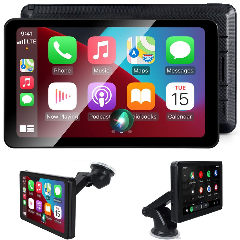 Wireless CarPlay Screen Android Auto for Car, 7" Car Stereo Touch Screen Naivgation Portable CarPlay Bluetooth Mirror Link, Siri, AirPlay, AUX, Voice Assistant for All Vehicles 7 Inch