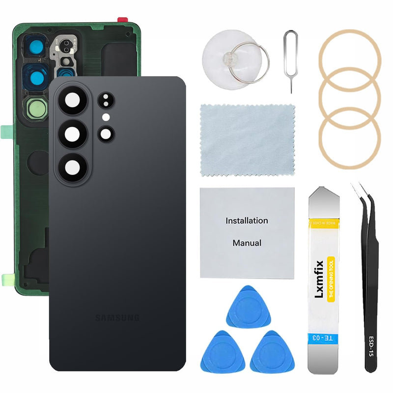 Rear Back Glass Replacement Compatible with Samsung Galaxy S26 Ultra 6.9-Inches with Repair Tool Kit (Black) Black