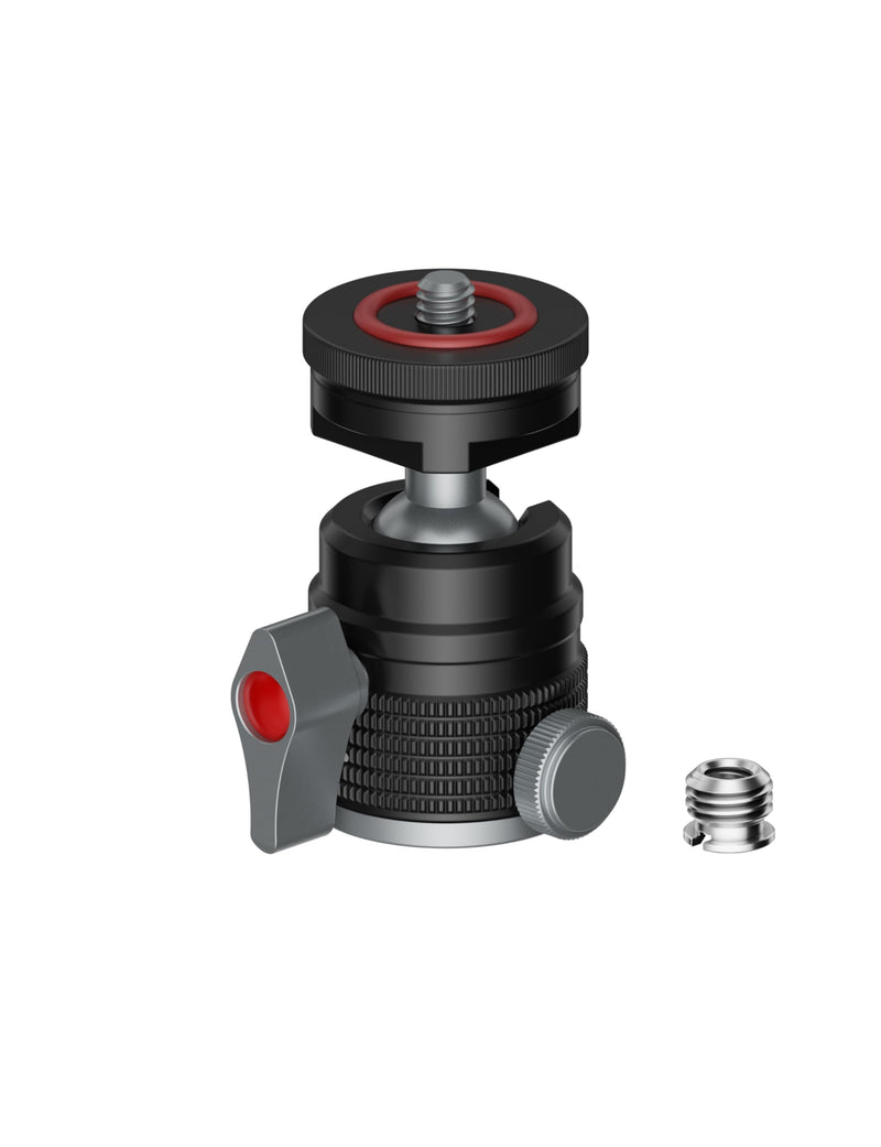 IFOOTAGE T31D Mini Ball Head, Camera Tripod Head with Cold Shoe Mount | 360° Swivel & 90° Tilt Aluminum Ball Head, 1/4" & 3/8" Screw Adapter for DSLR Camera, Mirrorless Camera, Phone, Video Light