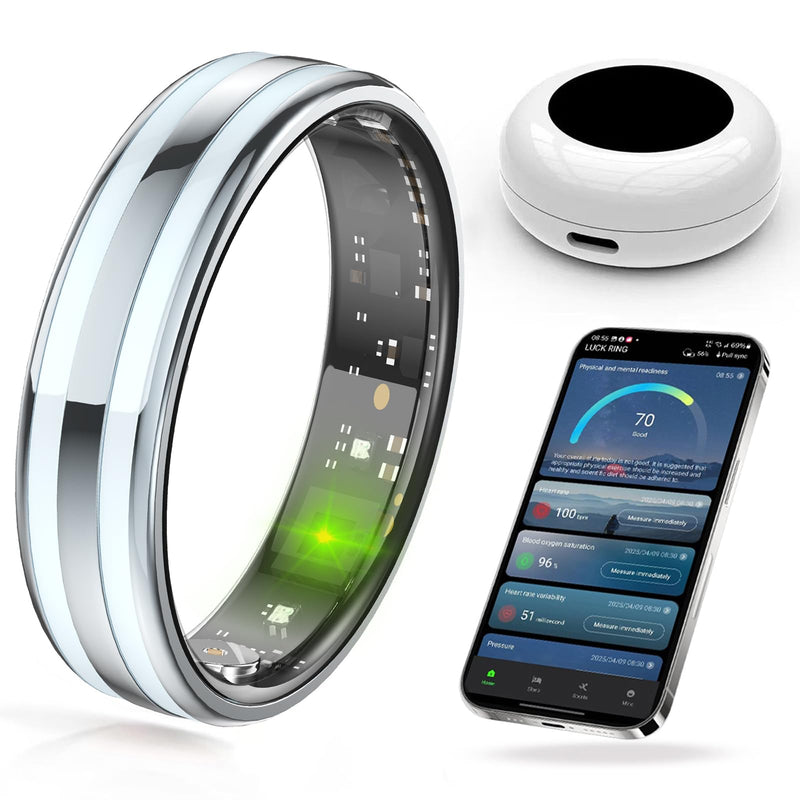 Yihou Smart Ring Ultra Narrow Slim Heart Rate Monitor Sleep Tracker Fitness Health Ring Pedometer Step Counter Calories Waterproof Ladies Smart Rings for Women Men Silver #6