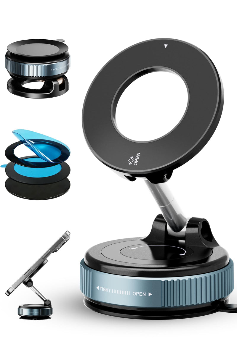 IKG Magnetic Phone Holder for Car, 360° Rotation Suction Phone Mount | Compatible with iPhone & Android, Foldable Car Phone Holder, Carmount for Car/Travel/Gym, Car Accessories