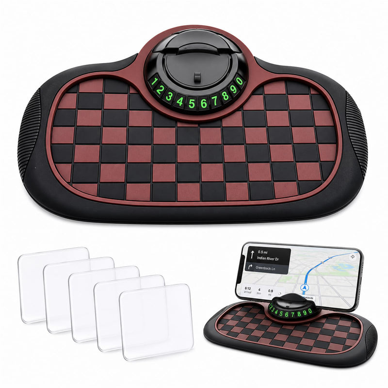 Anti Slip Mat for Car Dashboard,Dash Mat,Multi-Functional Support Anti-Slip Pad,3 in 1 Dashboard Grip Pads for Phones,Support Anti Slip Pad for Phones Sunglasses Keys Gadgets(Black + Brown)