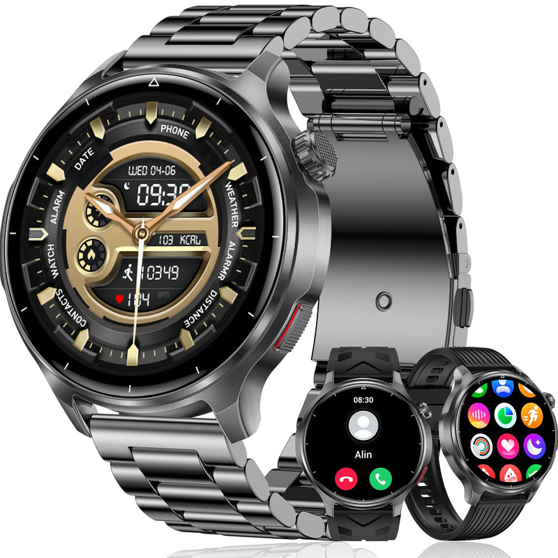 Smart Watch for Men,1000mAh Fitness Tracker 1.52" HD Smartwatch with Heart Rate SpO2 Blood Pressure Sleep Monitor, IP68 Waterproof/120+ Sports Modes, Watches for Men Compatible with Android iPhone Black