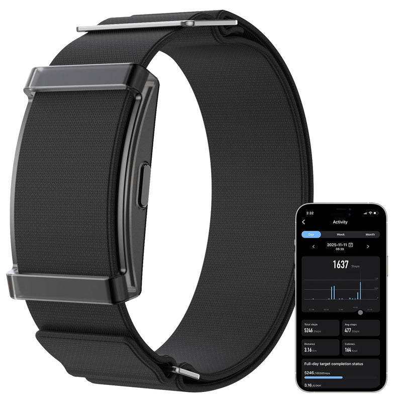Fitness Tracker Heart Rate Monitor Sleep Tracking Step Counter Calorie Waterproof Lightweight No-Screen Activity Tracker Long Battery Life for Men Women Seniors Health Fitness No Subscription Fee black