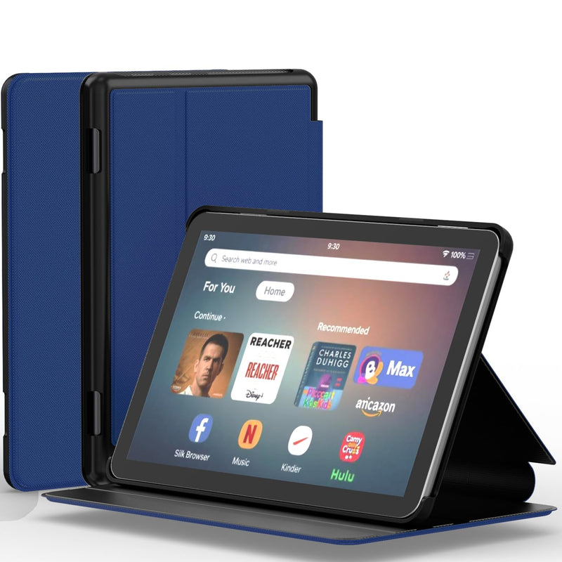 Case for All-New Fire HD 8 & 8 Plus Tablet(12th/10th Generation, 2024/2022/2020), SHREBORN Multi-Gear Adjustable Stand Tablet Covers with Auto Wake/Sleep,Incompatible with iPad Alcatel TCL-Navy Blue Navy Blue