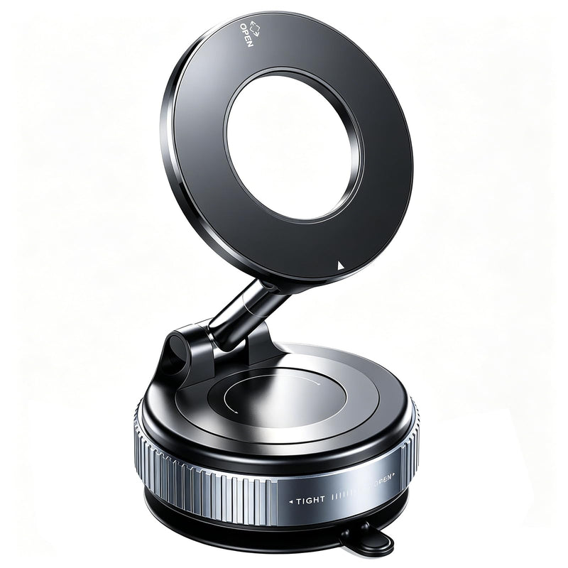 Vacuum Suction for MagSafe Car Mount, Magnetic Phone Holder | Powerful vacuum suction and strong magnetic hold, foldable design, fits iPhone & Android, perfect for car, gym and home Black