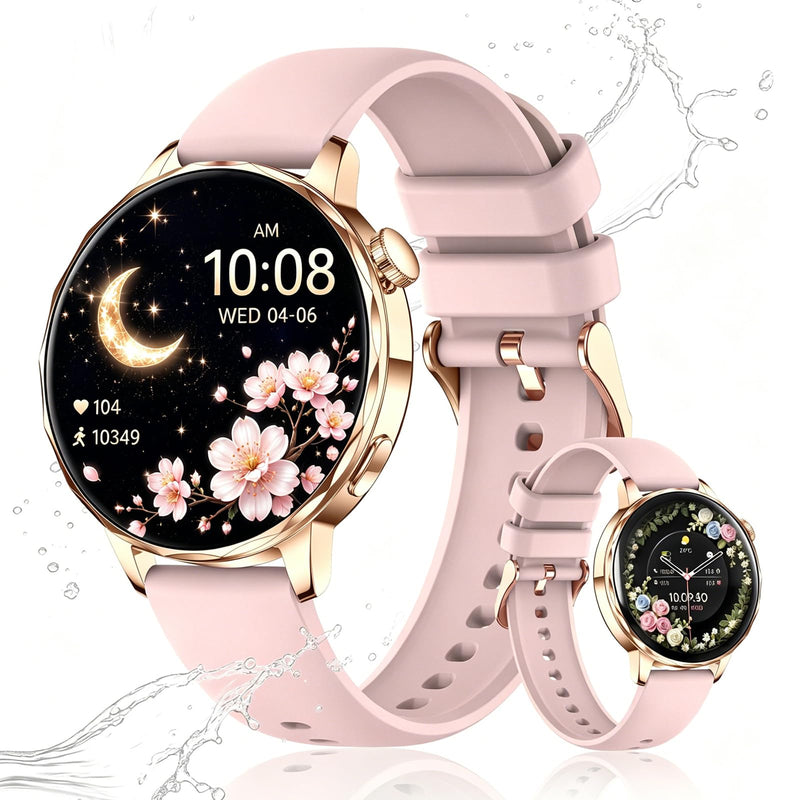 Smart Watch for Women with Bluetooth Calling, 1.27" AMOLED Touchscreen, IP68 Waterproof Fitness Tracker with Heart Rate & Sleep Monitor, 100+ Sports Modes for Android & iPhone (Pink)