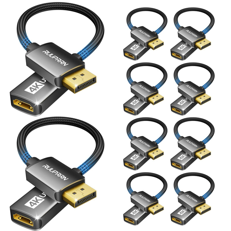 4K@60Hz 10-Pack Display Port to HDMI Adapter, Unidirectional | DP 1.2 to to HDMI 2.0 Adapter, Active DisplayPort (Source) to HDMI (Display) Converter for NVIDIA, AMD,Desktop,Gaming Monitor 4K@60Hz-10Pack