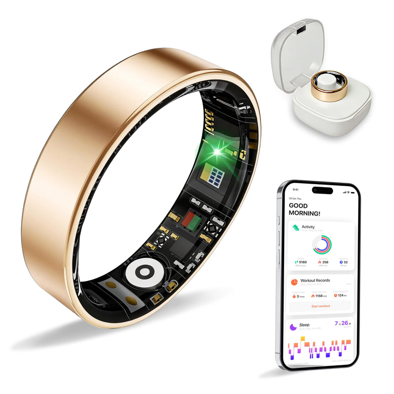 New Smart Ring Health Tracker for Women & Men, Sleep Exercise Health Monitoring, Daily Tracking, iOS/Android Compatible, IP68 Waterproof, No Subscription Required, 5‑Day Battery Life (Rose Gold, 9) Rose Gold