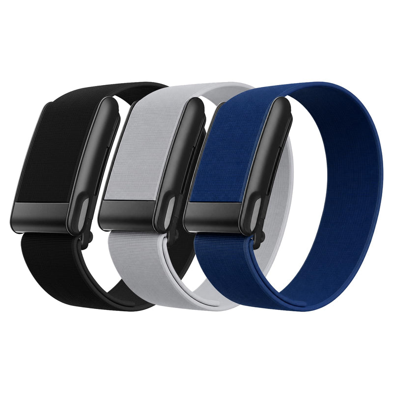 3 Pack Nylon Bicep Bands Compatible with WHOOP 5.0/MG Bicep Band for Men Women - Soft, Breathable & Comfortable, Adjustable Sport Replacement Straps- Not Compatible with Gen 4 Black/Gray/Blue For Whoop 5.0/Mg-L/XL