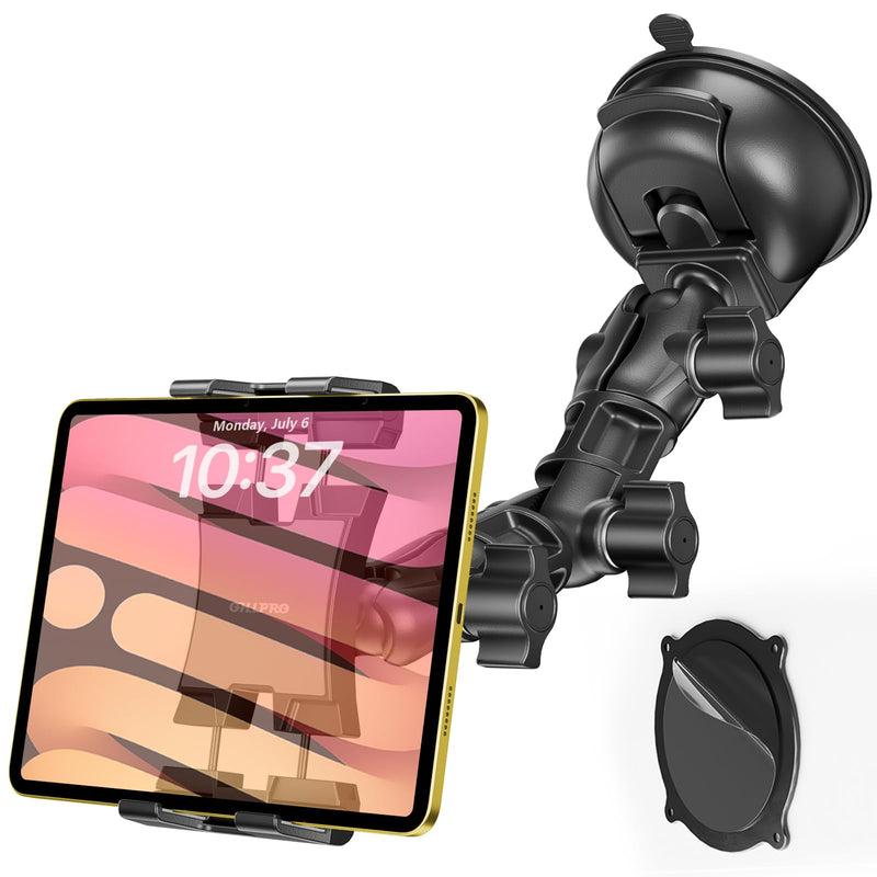 OHLPRO Heavy Duty Tablet Holder for Truck Dashboard & Windshield, 90mm Large Suction Cup Mount, 360° Rotating Long Arm iPad Holder for Aircraft Cockpit, Semi, RV & Boat, Fits 4.7–13" Devices