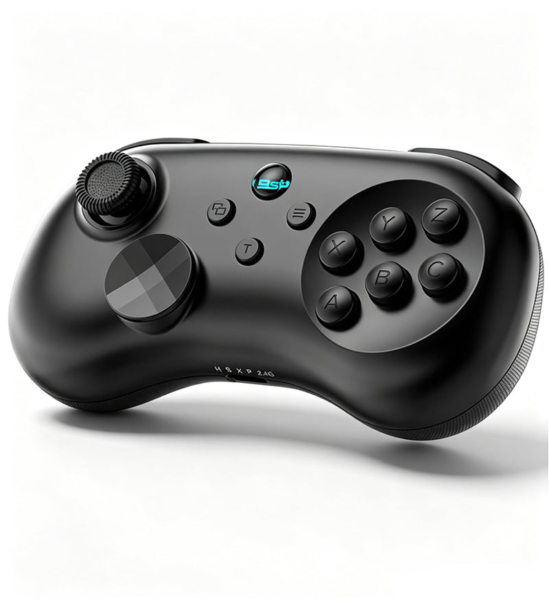 Wireless Fighting Controller for iOS/Android/Switch/PS4/PS3/PC, 6-Button Layout Bluetooth Controllers Retro Gamepad with Hall Joystick/Hall Trigger/Turbo/Programming Key for SEGA’s Classic Games,Black. Black