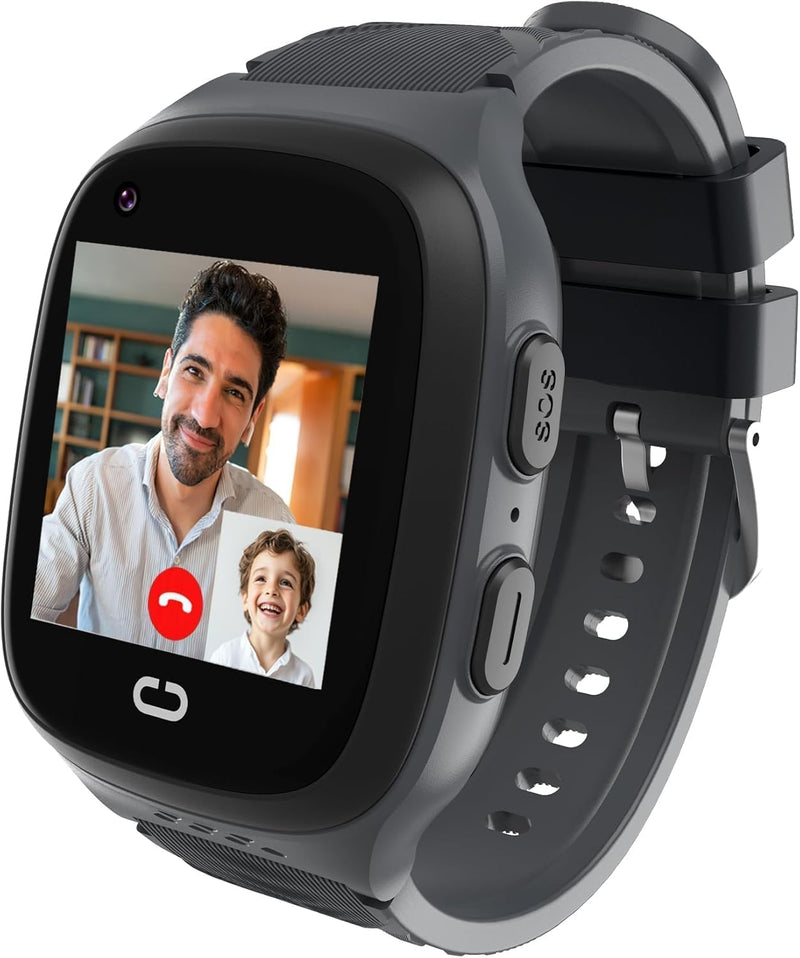 4G Kids Smart Watch Boys with GPS Tracker Location Video Call Cell Phone SOS Calling Voice Chat Camera Alarm Clock Touch Screen SmartWatch Gifts for Age 5-12 Kids (Black) Black