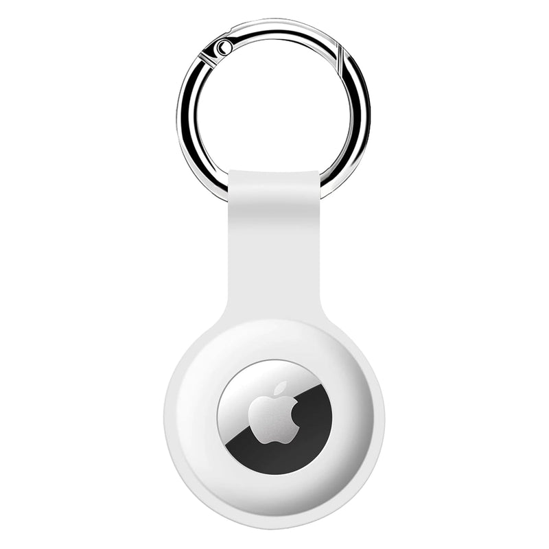 Silicone Protective Case with Keychain for Apple AirTag, Anti-Loss Holder, Item Tracking, Smart Tag Cover, Air Tag Case, Air Tag Holder, Air Tag Keychain, Air Tag Halter, Airtag Tok White