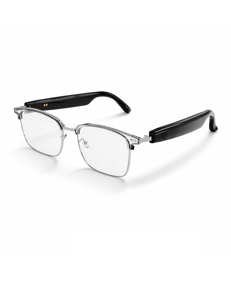 AI Smart Glasses, Bluetooth Glasses for Men & Women, Instant Recording Translation Glasses, UV-Adjustable Blue Light-Blocking Glasses with Dual Speakers for Travel, Work, Business Grey