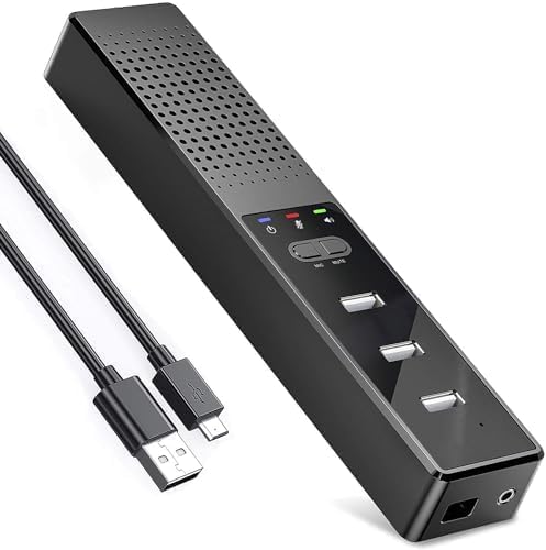 3 in 1 USB Wired Speaker with Microphone,Conference Speakerphone for PC & Laptop,360° Voice Pickup, Plug and Play, Computer Speaker for Zoom, Teams, Skype, Home Office & Online Meetings 2