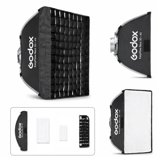 1-Second Quick Setup Portable Softbox with Bowens Mount, Professional Lighting Modifier with Grid & Diffuser for Camera Photography, YouTube, Video, Portrait and Studio(softbox 12x18) 12X18 IN