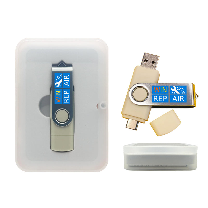 13-in-1 Windows Repair & Reinstall Bootable USB Toolkit | 64GB USB-A/USB-C toolkit for Windows 11/10/7/XP/2000, UEFI/Legacy boot, WinPE, drivers and password reset, no TPM required