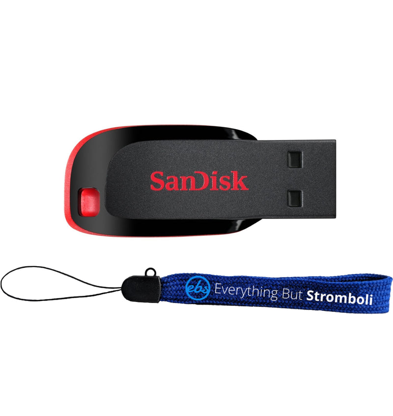 SanDisk 64GB Cruzer Blade USB 2.0 Flash Drive SDCZ50-064G-B35 - Bundle with (1) Everything But Stromboli Lanyard